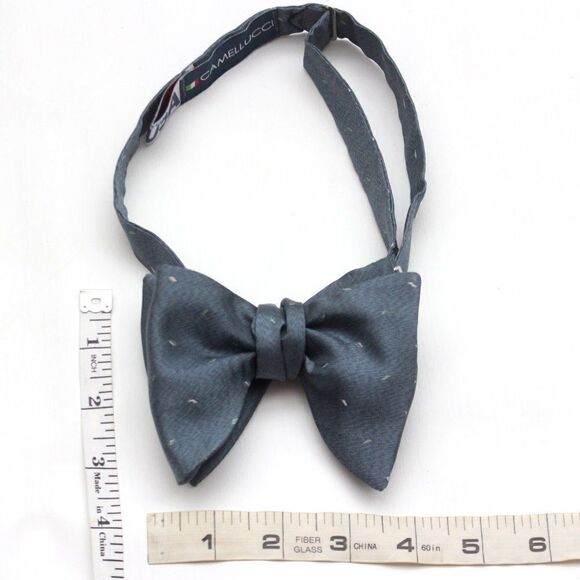 NWT Men's Self tied Bow Tie Dusty Blue Silk Butterfly Bowtie big bow tie S549 - Picture 4 of 9